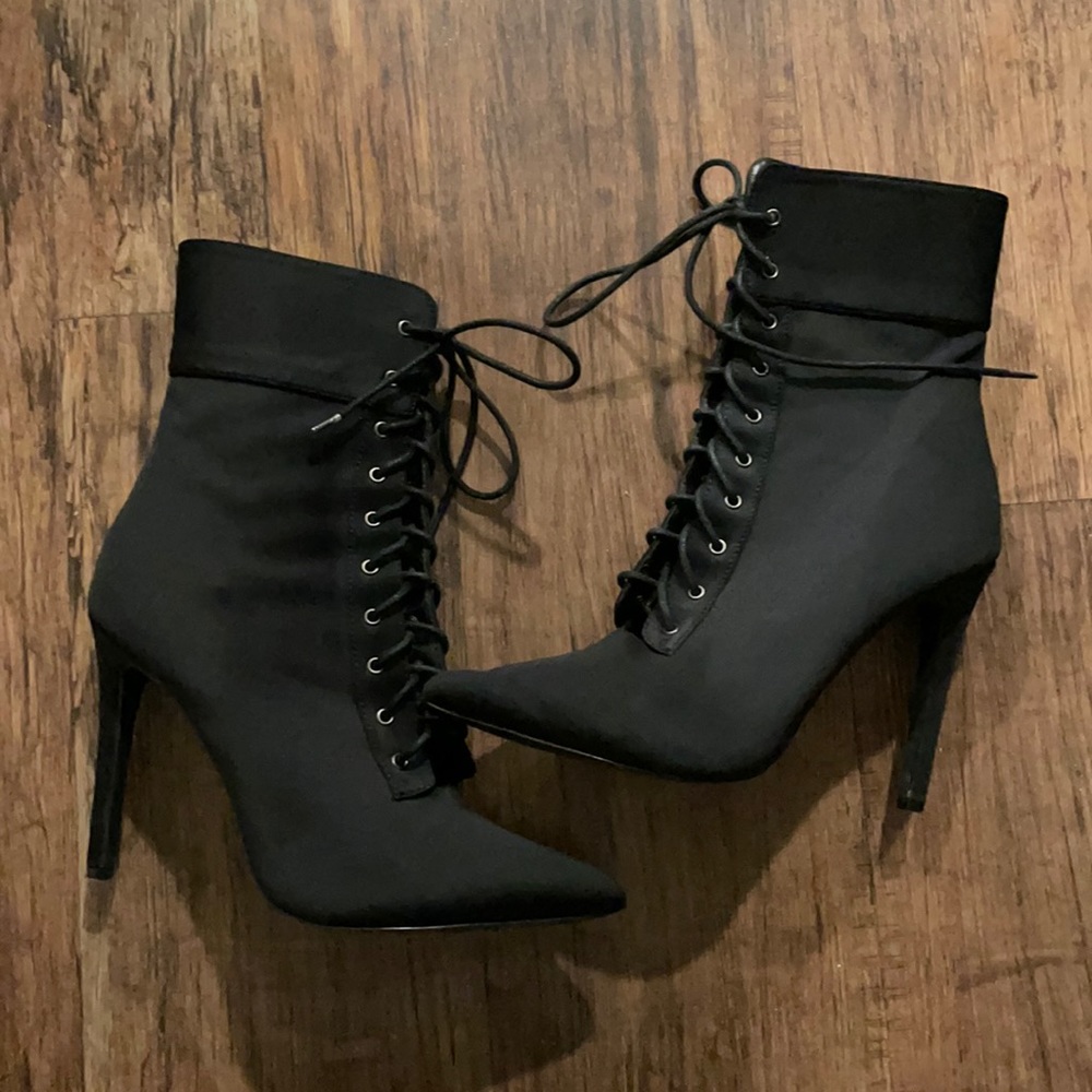 Black Lace Up Booties